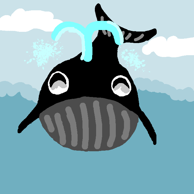 ニコニコしているクジラの絵です お絵描きソフトでの描き方練習中