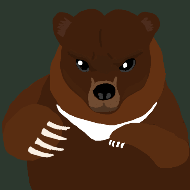 威嚇するクマの絵 お絵描きソフトでの描き方練習中