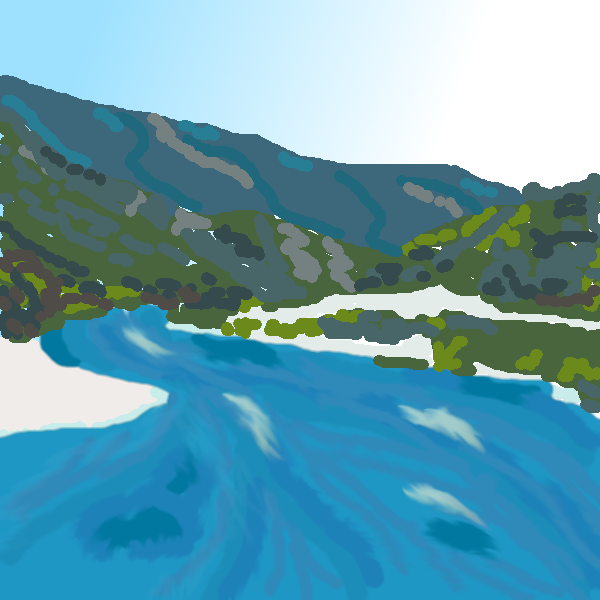 川の油絵風の絵を描いてみた お絵描きソフトでの描き方練習中